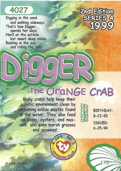 1999 Ty Beanie Babies IV #175 Digger (orange) Back