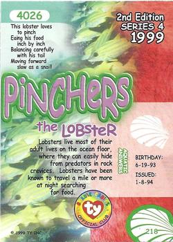 1999 Ty Beanie Babies IV #218 Pinchers Back