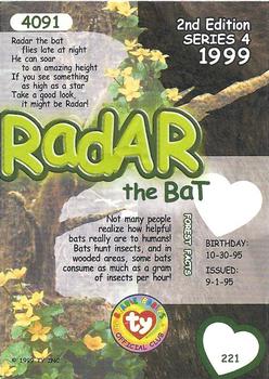 1999 Ty Beanie Babies IV #221 Radar Back