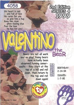 1999 Ty Beanie Babies IV #251 Valentino Back