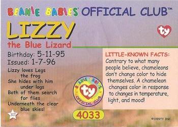 1999 Ty Beanie Babies IV #307 Lizzy (blue spots) Back