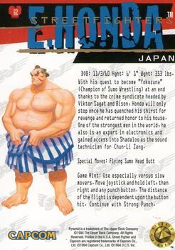 1995 Upper Deck Street Fighter #62 E. Honda Back