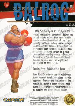 1995 Upper Deck Street Fighter #64 Balrog Back