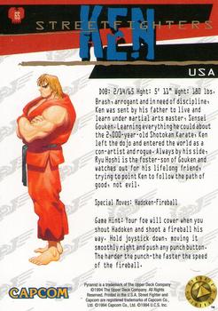 1995 Upper Deck Street Fighter #65 Ken Back