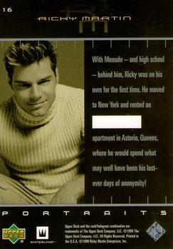 1999 Upper Deck Ricky Martin #16 With Menudo - and high school - behind him, R Back