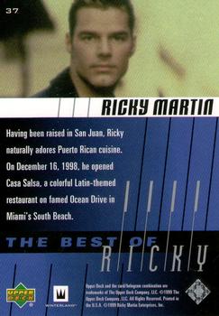 1999 Upper Deck Ricky Martin #37 Having been raised in San Juan, Ricky natural Back