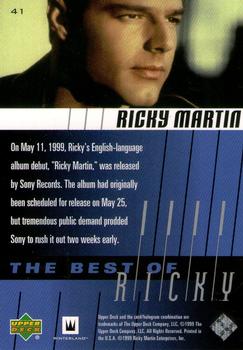1999 Upper Deck Ricky Martin #41 On May 11, 1999, Ricky's English-language alb Back