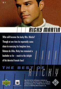 1999 Upper Deck Ricky Martin #51 Who will become the lucky Mrs. Martin? Though Back