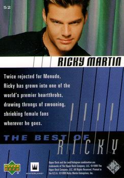 1999 Upper Deck Ricky Martin #52 Twice rejected for Menudo, Ricky has grown in Back