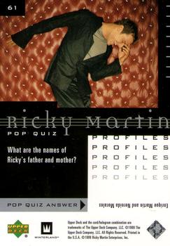 1999 Upper Deck Ricky Martin #61 What are the names of Ricky's father and moth Back