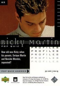 1999 Upper Deck Ricky Martin #63 How old was Ricky when his parents, Enrique M Back