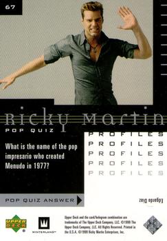 1999 Upper Deck Ricky Martin #67 What is the name of the pop impresario who cr Back