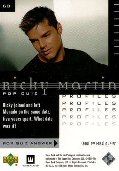 1999 Upper Deck Ricky Martin #68 Ricky joined and left Menudo on the same date Back