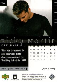 1999 Upper Deck Ricky Martin #74 What was the name of the song Ricky sang at t Back