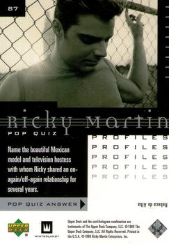 1999 Upper Deck Ricky Martin #87 Name the beautiful Mexican model and televisi Back