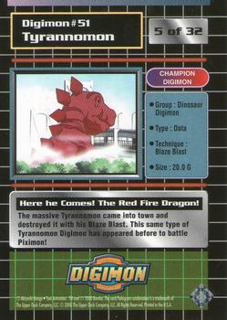 2000 Upper Deck Digimon Series 2 #5of32 51  Tyrannomon Back