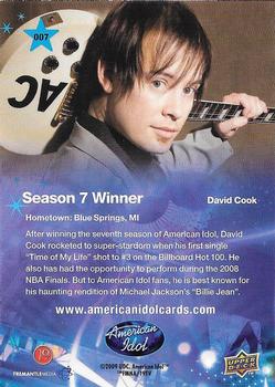 2009 Upper Deck American Idol Season 8 #007 David Cook Back