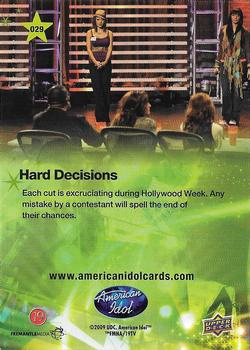 2009 Upper Deck American Idol Season 8 #029 Hard Decisions Back