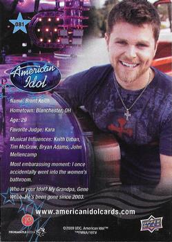 2009 Upper Deck American Idol Season 8 #081 Brent Keith Back