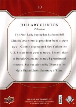 2009 Upper Deck Prominent Cuts #10 Hillary Clinton Back