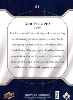 2009 Upper Deck Prominent Cuts #51 Gerry Lopez Back