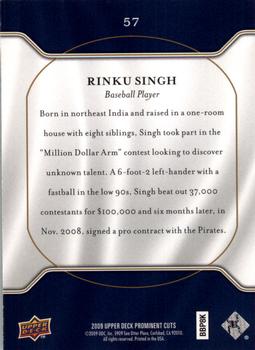 2009 Upper Deck Prominent Cuts #57 Rinku Singh Back