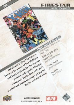 2011 Upper Deck Marvel Beginnings S1 #102 Firestar Back