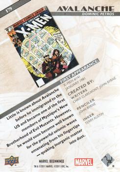 2011 Upper Deck Marvel Beginnings S1 #179 Avalanche Back