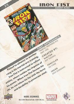 2012 Upper Deck Marvel Beginnings S2 #272 Iron Fist Back