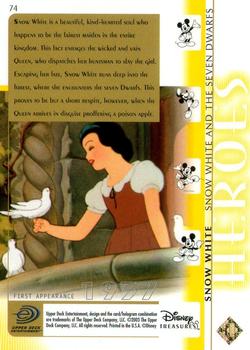 2003 Upper Deck Disney Treasures #74 Snow White Back