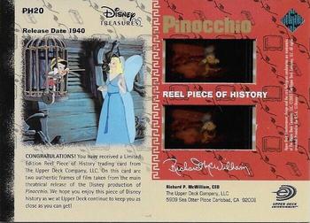 2003 Upper Deck Disney Treasures - Reel Pieces of History #PH20 Pinocchio Back