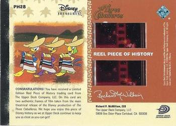 2003 Upper Deck Disney Treasures - Reel Pieces of History #PH28 The Three Caballeros Back