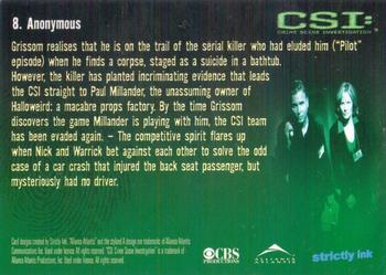 2003 Strictly Ink CSI Series 1 #8 Anonymous Back