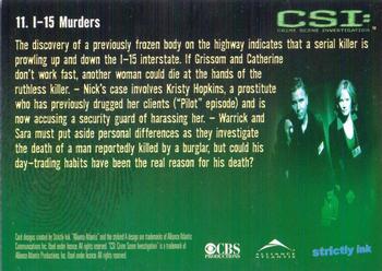 2003 Strictly Ink CSI Series 1 #11 I-15 Murders Back