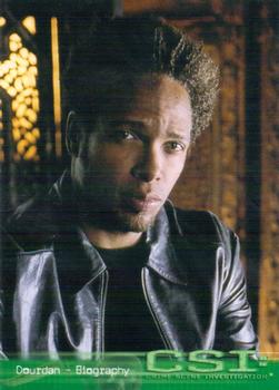 2003 Strictly Ink CSI Series 1 #59 Gary Dourdan - Biography Front