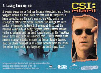 2004 Strictly Ink CSI Miami Series 1 #4 Losing Face Back