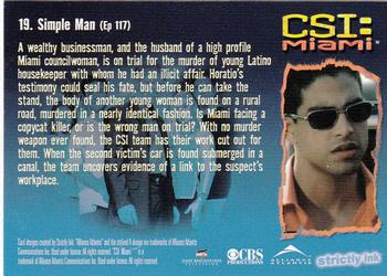 2004 Strictly Ink CSI Miami Series 1 #19 Single Man Back