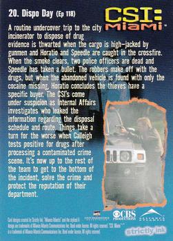 2004 Strictly Ink CSI Miami Series 1 #20 Dispo Day Back