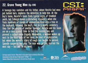 2004 Strictly Ink CSI Miami Series 1 #22 Grave Young Men Back