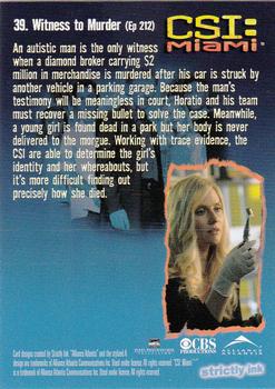 2004 Strictly Ink CSI Miami Series 1 #39 Witness to Murder Back