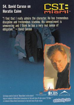 2004 Strictly Ink CSI Miami Series 1 #54 David Caruso on Horatio Caine Back