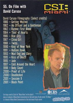 2004 Strictly Ink CSI Miami Series 1 #55 On Film with David Caruso Back