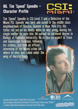 2004 Strictly Ink CSI Miami Series 1 #66 Tim Speedle - Character Profile Back