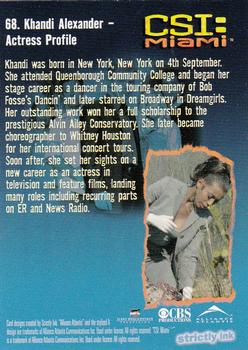 2004 Strictly Ink CSI Miami Series 1 #68 Khandi Alexander - Actress Profile Back