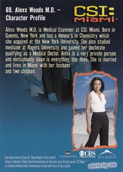 2004 Strictly Ink CSI Miami Series 1 #69 Alexx Woods M.D. - Character Profile Back