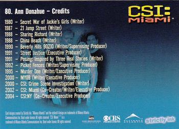 2004 Strictly Ink CSI Miami Series 1 #80 Ann Donahue - Credits Back