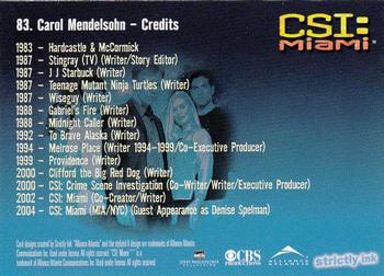 2004 Strictly Ink CSI Miami Series 1 #83 Carol Mendelsohn - Credits Back