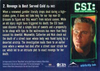 2004 Strictly Ink CSI Series 2 #2 Revenge is Best Served Cold Back