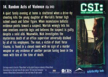 2004 Strictly Ink CSI Series 2 #14 Random Acts of Violence Back