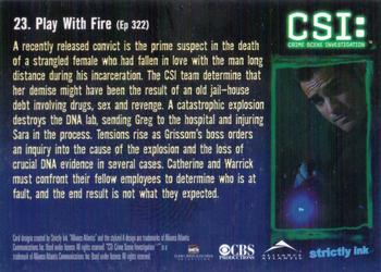 2004 Strictly Ink CSI Series 2 #23 Play With Fire Back